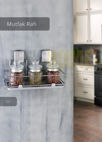 Mutfak Rafı Paslanmaz Banyo Rafı Yapışkanlı Baharatlık Tek Katlı Köşelik Şampuanlık Krom 12x31x13 ürün görseli 1