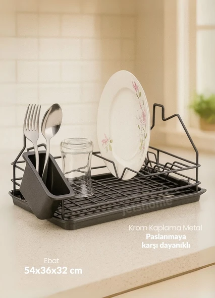 Tek Katlı Bulaşıklık Tezgah Üstü Tabaklık BPA FREE Bulaşık Sepeti Siyah ürün görseli 1