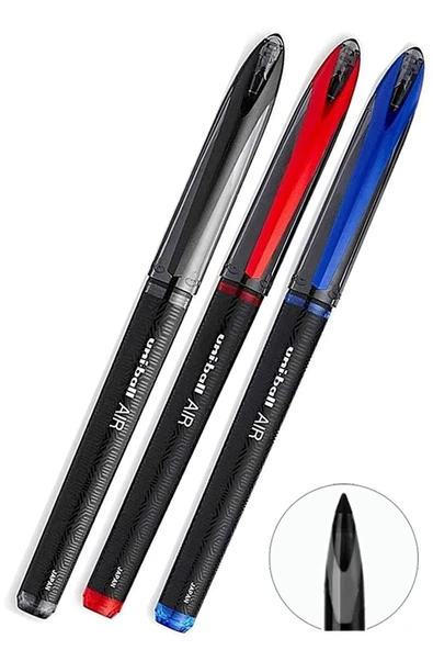 Mavi Siyah Kırmızı Pilot Kalem 3 Adet Uniball Air Mikro 0.5 mm Roller Pilot Kalem Uba-188-M Roller Uçlu Likit Mürekkep ürün görseli 1