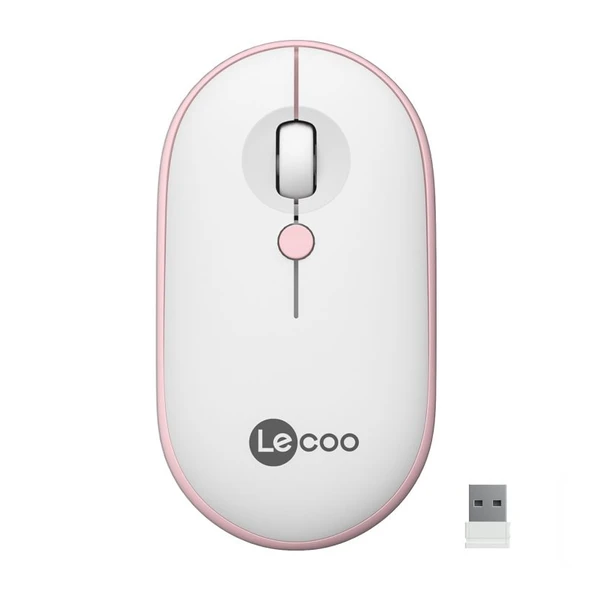Lenovo Lecoo WS212 Kablosuz Mouse Beyaz & Pembe ürün görseli 1