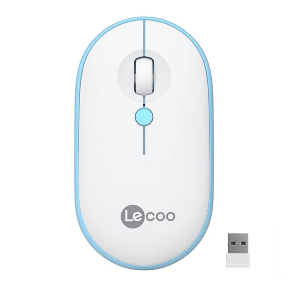 Lenovo Lecoo WS212 Kablosuz Mouse Beyaz & Mavi ürün görseli 1