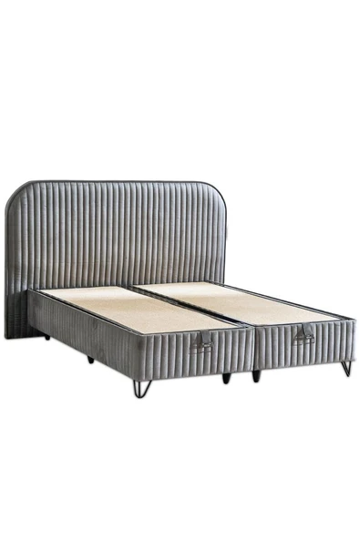 Line Visco Lüks Baza ve Başlık Seti 140x190 cm Çift Kişilik Baza ve Başlık Takımı Koyu Gri Babyface ürün görseli 1