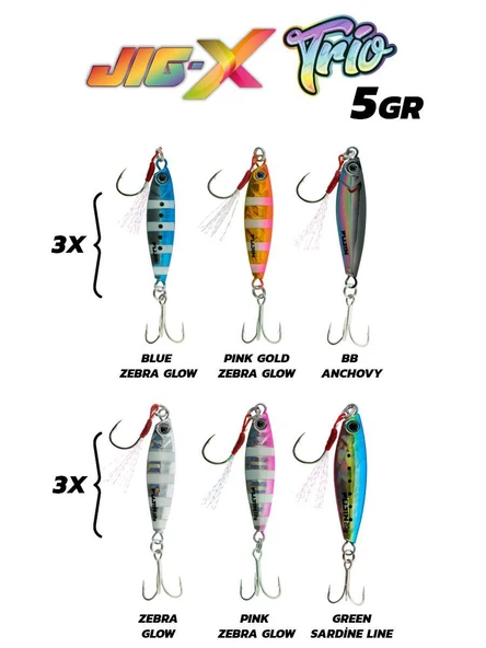 Fujin Jig-X Trio 3lü Micro Jig 5gr ürün görseli 1