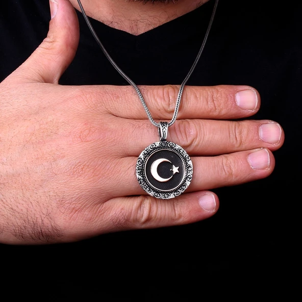 925 AYAR GÜMÜŞ AYYILDIZ MODEL KOLYE - Resim 3