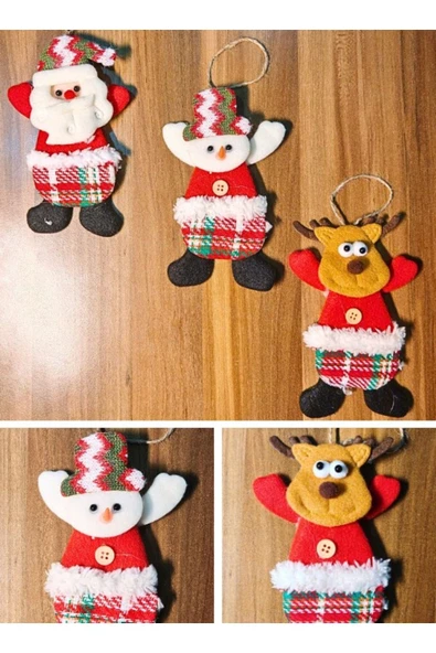 Peluş Aksesuar Çam Ağacı Süsü 3 Adet Tekstil Örme Orta Boy 17  x 11 CM Yılbaşı Çam Ağacı Süsü Peluş ürün görseli 1