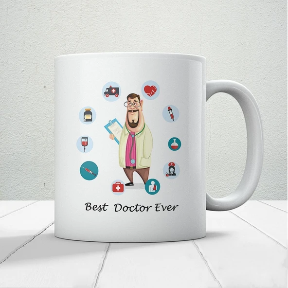 14 Mart Tıp Bayramı Best Doctor Ever Baskılı Kupa Bardak ürün görseli 1