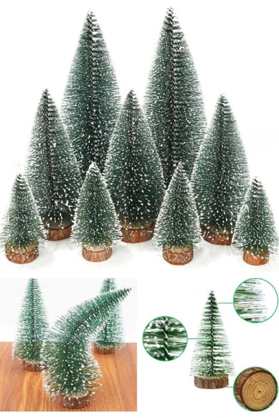 9 LU Set Nevada Ağaç 8 - 12 - 15 CM Çam Ağacı Yılbaşı Hediyesi 9 Adet Yılbaşı Mini Masa Çam Ağacı ürün görseli 1