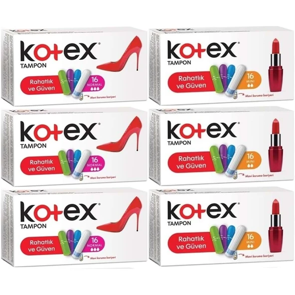 Kotex Tampon Normal - Mini 96 Lı Karma Set (6PK*16) ürün görseli 1