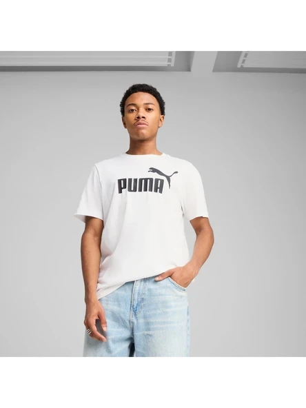 Puma ESS No. 1 Logo Tee Erkek Regular Fit Baskılı Beyaz T-Shirt 68253202 ürün görseli 1