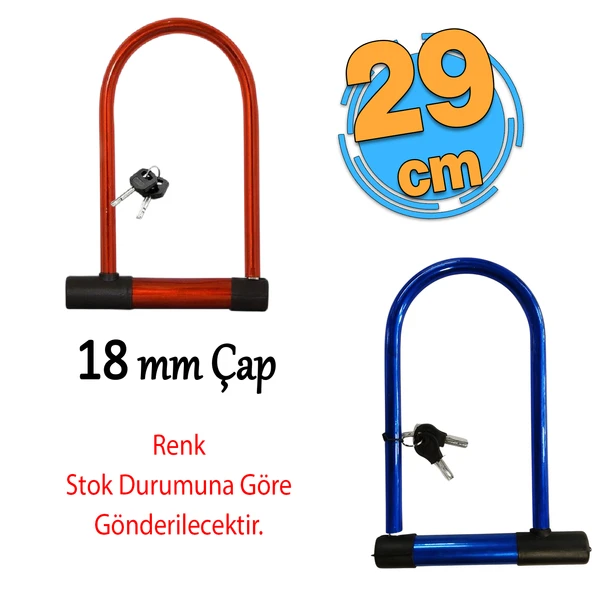 Motosiklet Bisiklet Direksiyon U Kilidi Halat Zincir Çap 18 mm Çelik Hırsız Güvenlik 29 cm ürün görseli 1