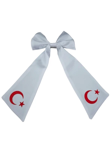Ay Yıldızlı Fiyonklu Beyaz Saç Tokası ürün görseli 1