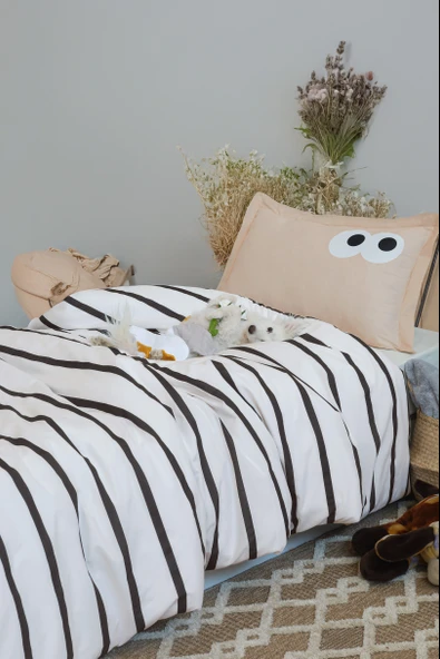 Upstyle Junior Nevresim Seti Tek Kişilik Funny Kahve ürün görseli 1