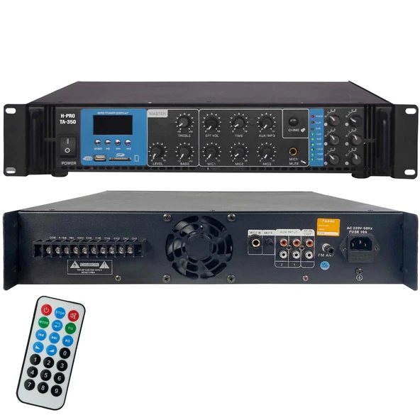H-PRO TA-350 6 Bölge Anfi Mixer 350 Watt Trafolu Bluetooth Usb ürün görseli 1