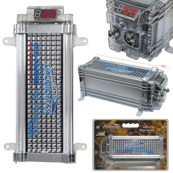 Kapasitör 12/24v 12 Farad Dijital AUDIOMAX MX-112 ürün görseli 1