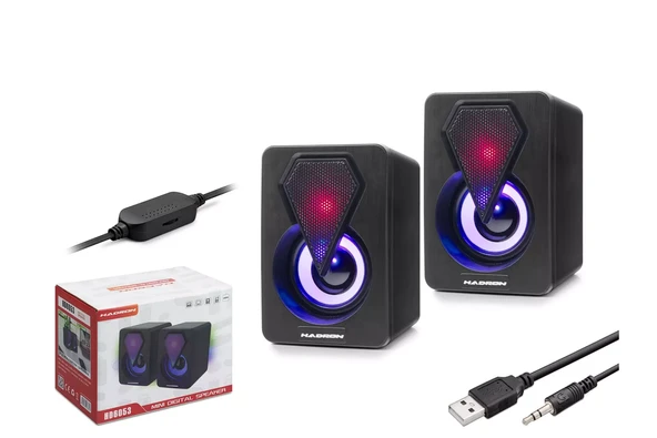 HADRON HD-6053 BİLGİSAYAR HOPARLÖRÜ 1.1 LEDLİ SİYAH ürün görseli 1