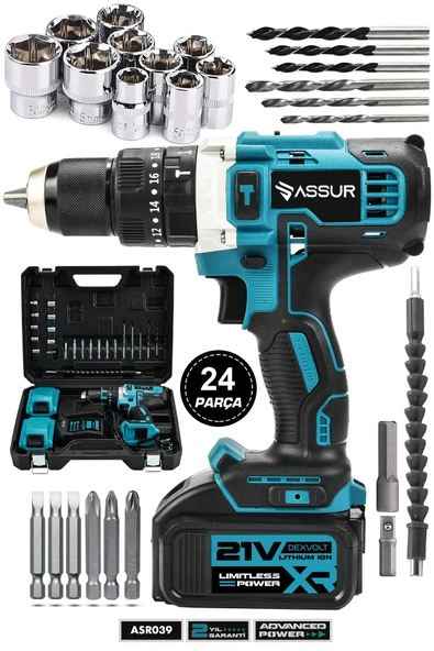 Assur Pro Metal Şanzıman 21V Çift Akülü Şarjlı Darbeli Matkap ürün görseli 1