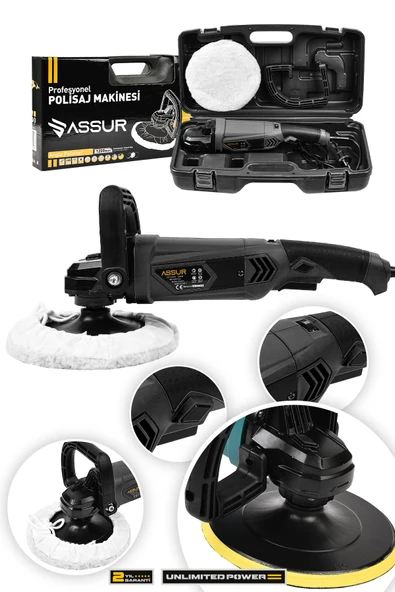Assur Pro 1200W Polisaj Makinesi Devir Ayarlı 6 Kademeli 180mm Pasta Cila ürün görseli 1