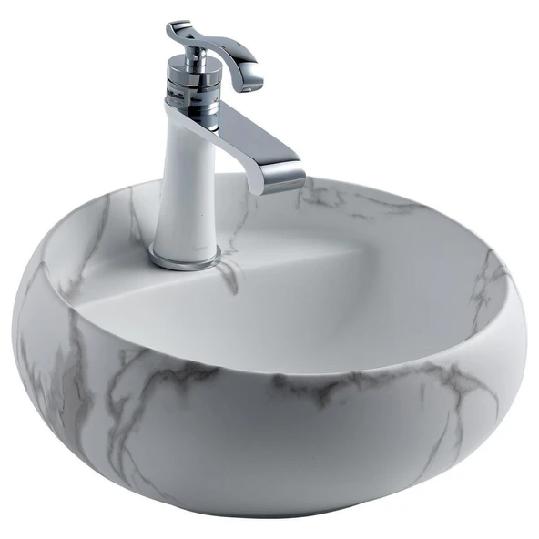 LENA TEZGAHÜSTÜ LAVABO (BEYAZ MERMER) EH-4660M6 ürün görseli 1