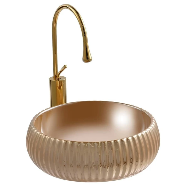 LENA TEZGAHÜSTÜ LAVABO (ALTIN) E-4161A ürün görseli 1