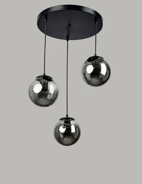 MYLİGHTS füme camlı modern spor üçlü salon avize ürün görseli 1