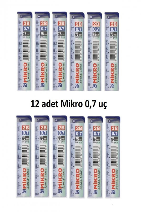 Min Kalem Ucu 0.7 Uc 2b Dereceli Cetvelli - 12 li Paket ürün görseli 1