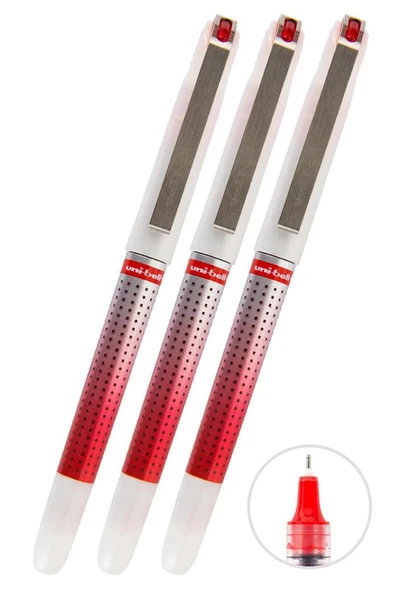 Kırmızı Pilot Kalem 3 Adet Uniball Eye Needle 0.7 mm İğne Uçlu Pilot Kalem Ub-187S İğne Uçlu Likit Mürekkep Pilot Kalem ürün görseli 1