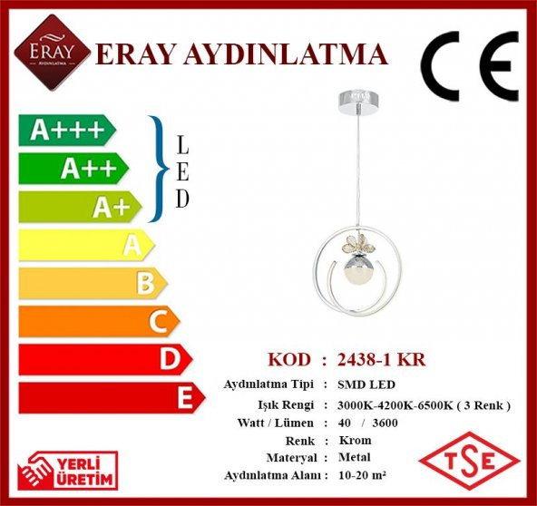 Eray Aydınlatma 2438-1 Krom Led Avize - Resim 4