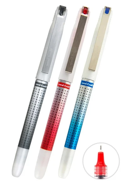 Mavi Siyah Kırmızı Pilot Kalem 3 Adet Uniball Eye Needle 0.7 mm İğne Uçlu Pilot Kalem Ub-187S İğne Uçlu Likit Mürekkep ürün görseli 1