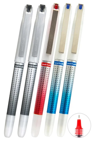 Mavi Siyah Kırmızı Pilot Kalem 5 Adet Uniball Eye Needle 0.7 mm İğne Uçlu Pilot Kalem Ub-187S İğne Uçlu Likit Mürekkep ürün görseli 1