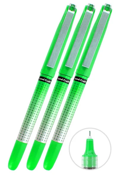 Yeşil Pilot Kalem 3 Adet Uniball Eye Needle 0.5 mm İğne Uçlu Pilot Kalem Ub-185 S İğne Uçlu Likit Mürekkepli Jel Kalem ürün görseli 1