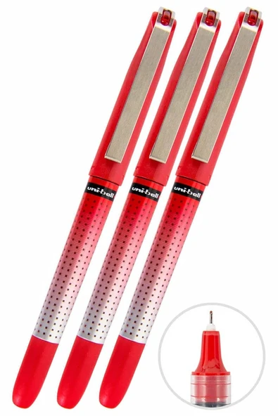 Kırmızı Pilot Kalem 3 Adet Uniball Eye Needle 0.5 mm İğne Uçlu Pilot Kalem Ub-185 S İğne Uçlu Likit Mürekkepli Jel Kalem ürün görseli 1