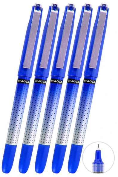 Mavi Pilot Kalem 5 Adet Uniball Eye Needle 0.5 mm İğne Uçlu Pilot Kalem Ub-185 S İğne Uçlu Likit Mürekkep Jel Kalem ürün görseli 1
