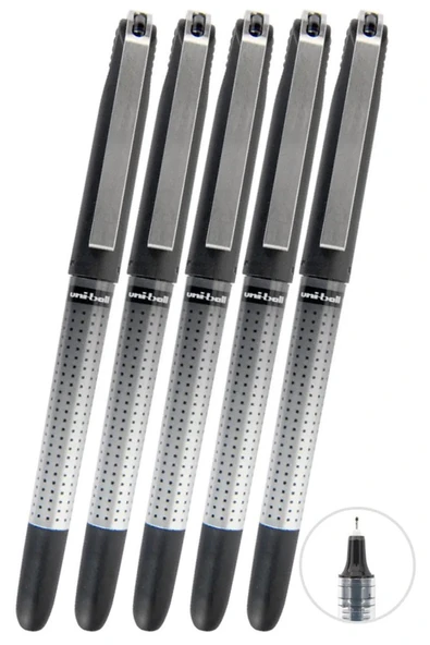 Siyah Pilot Kalem 5 Adet Uniball Eye Needle 0.5 mm İğne Uçlu Pilot Kalem Ub-185 S İğne Uçlu Likit Mürekkep Jel Kalem ürün görseli 1