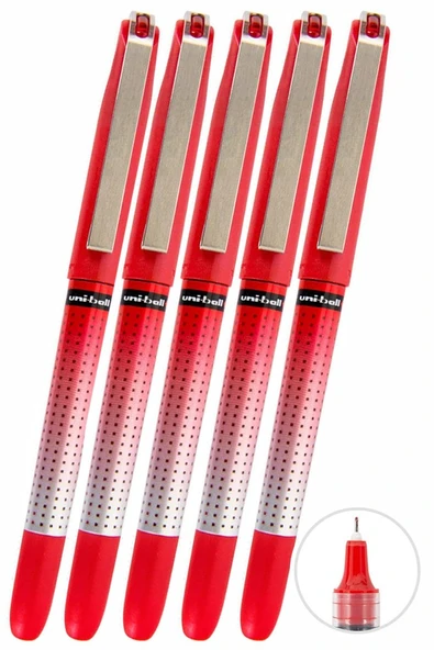 Kırmızı Pilot Kalem 5 Adet Uniball Eye Needle 0.5 mm İğne Uçlu Pilot Kalem Ub-185 S İğne Uçlu Likit Mürekkepli Jel Kalem ürün görseli 1