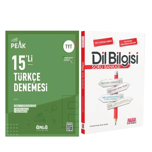 Ünlü Yayıncılık TYT Türkçe Best Peak 15 li Denemesi ve AKM Dil Bilgisi Soru Bankası Seti 2 Kitap ürün görseli 1