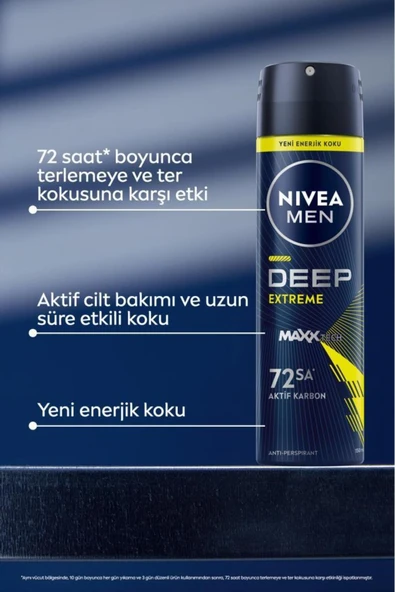 Nivea Men Deep Extreme Deodorant 150 ml - Resim 2