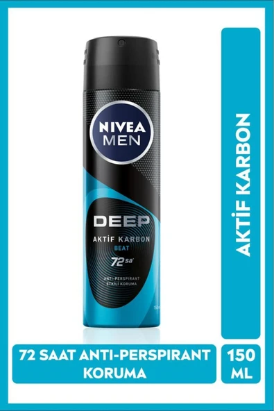 Nivea Men Deodorant Deep Beat Aktif Karbon Erkek Sprey 150 ml ürün görseli 1