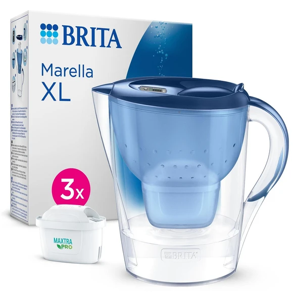 BRITA Marella XL 3x Maxtra Pro All-In-1 Filtreli Su Arıtma Sürahisi – Mavi (3,5 L) ürün görseli 1
