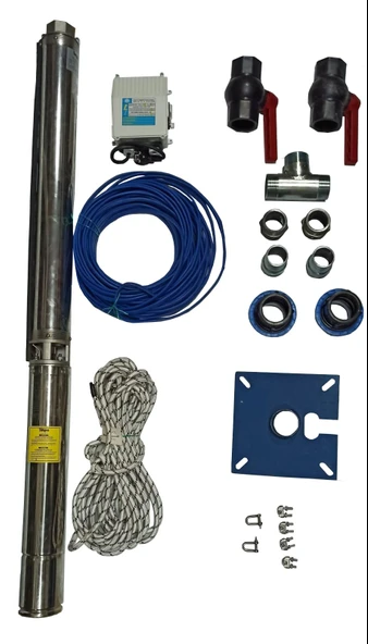 Impo Sk 404/10 1HP Krom Başlıklı  20  MT Yassı Kablolu ve Panolu 40 mt Halatlı Çift Vanalı Akıtma Başlıklı Monofaze Takım Dalgıç Pompa ürün görseli 1