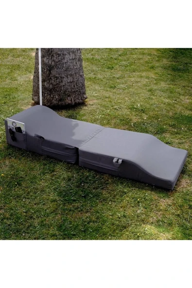 XPERMATE Katlanır Şezlong Minder Ve Puf Seti Su Itici Ve Uv Korumalı Kumaş Gri Sunbed ultımatecomfort ürün görseli 1
