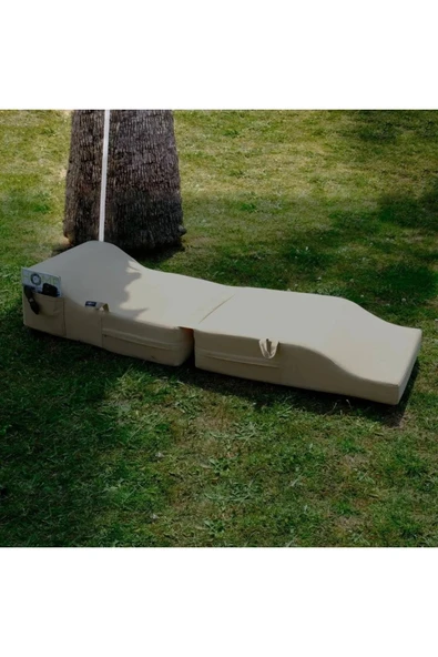 XPERMATE Katlanır Şezlong Minder Ve Puf Seti Su Itici Ve Uv Korumalı Kumaş Bej Sunbed ultımatecomfort ürün görseli 1