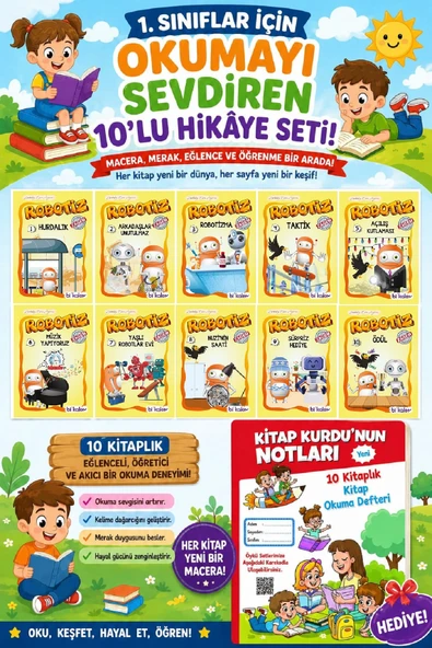 1.Sınıflar İçin Okumayı Sevdiren 10 lu Hikaye Seti 11 (Kitap Okuma Defteri Hediyeli) ürün görseli 1