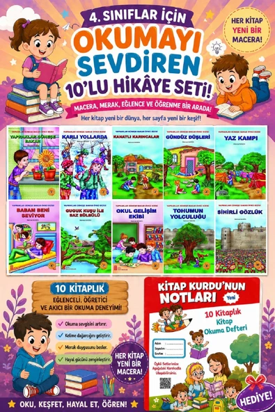 4.Sınıflar İçin Okumayı Sevdiren 10 lu Hikaye Seti 5 (Kitap Okuma Defteri Hediyeli) ürün görseli 1