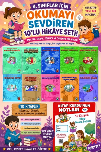 4.Sınıflar İçin Okumayı Sevdiren 10 lu Hikaye Seti 7 (Kitap Okuma Defteri Hediyeli) ürün görseli 1