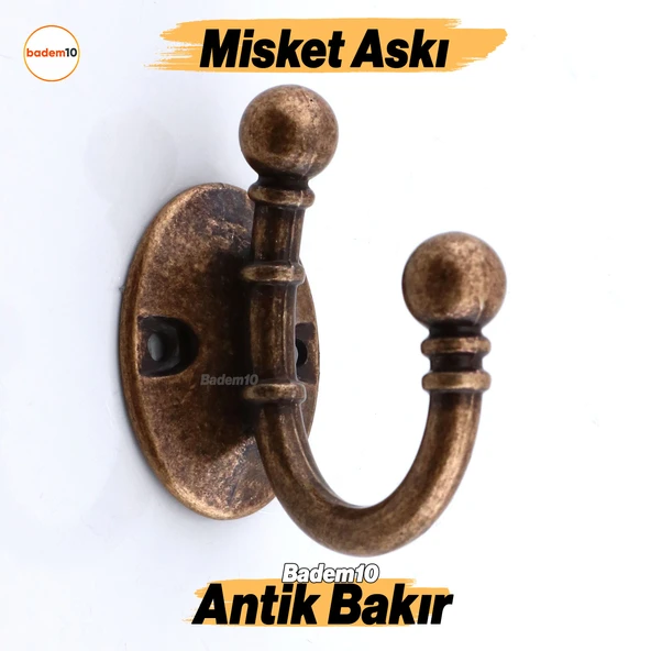 Misket Askı Antik Bakır Vestiyer Dolap Askılık Askılığı Duvar Banyo Mutfak Elbise Çanta Askısı ürün görseli 1