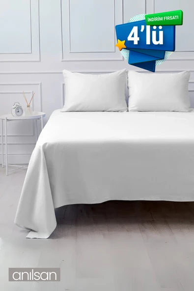 Camelia Tek/Çift Kişilik Düz Ranforce Lastiksiz Çarşaf - Beyaz %100 Pamuk ürün görseli 1
