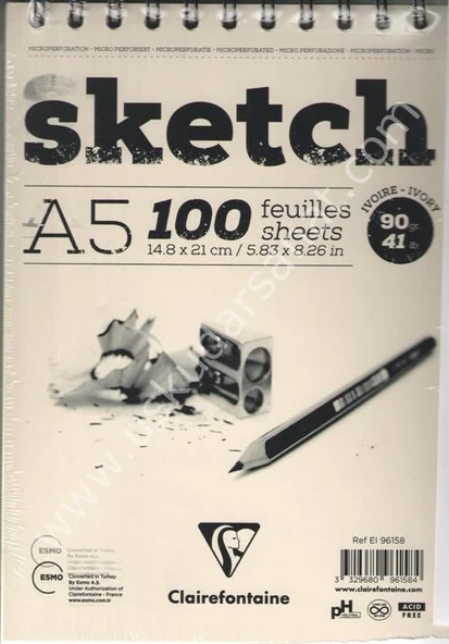 Clairefontaine Esquisse Ivory Sketch - A5 90gr 100 Yaprak Kısa Kenarı Spiralli ürün görseli 1