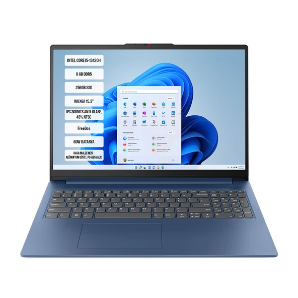 Lenovo IdeaPad Slim 3 15IRH10 83K10062TR Intel Core i5-13420H 8GB DDR5 256GB SSD WUXGA 15.3" IPS 60Hz FreeDos Taşınabilir Bilgisayar ürün görseli 1