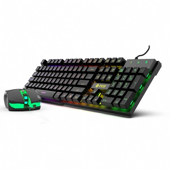 INCA IKG-448 USB Q Trk RGB Led Aydınlatmalı Mekanik Hisli Siyah Gaming Klavye - Mouse Set ürün görseli 1
