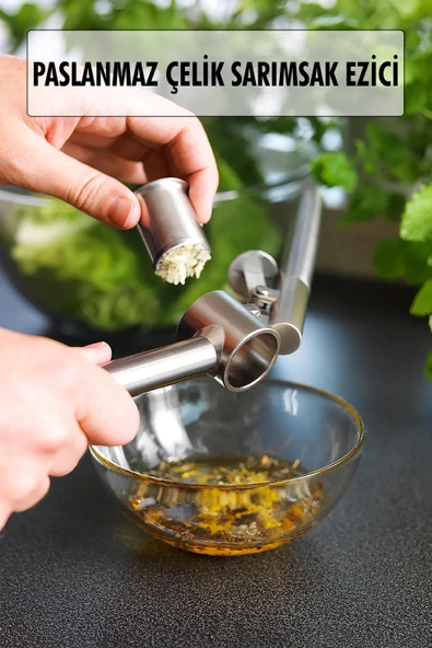 Hazneli Paslanmaz Metal Sarımsak ve Zencefil Ezici Doğrayıcı ürün görseli 1